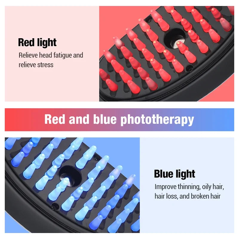 Electric Spray Massage Comb for Hair Growth Vibration Head Brush LED Anti-Hair Loss Scalp Liquid Medicine Atomizing Comb for Short, Eye-Catching Advertising