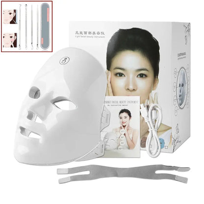 7 Colors Photon Facial LED Mask Red Light Therapy Anti Aging Face Neck Beauty Mask Relaxation Treatment Anti-Wrinkle Skin Care NNOS