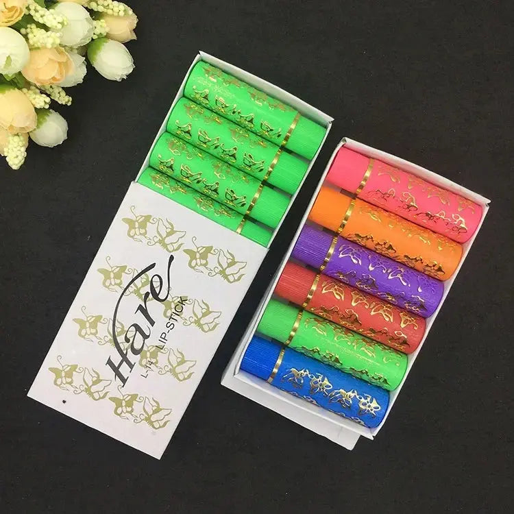 6PCS/Box Lipstick Dark Green Magic Lipgloss Lipstick Long Lasting Waterproof Butterfly Lip Tint Cosmetics Makeup Maquiagem NNOS