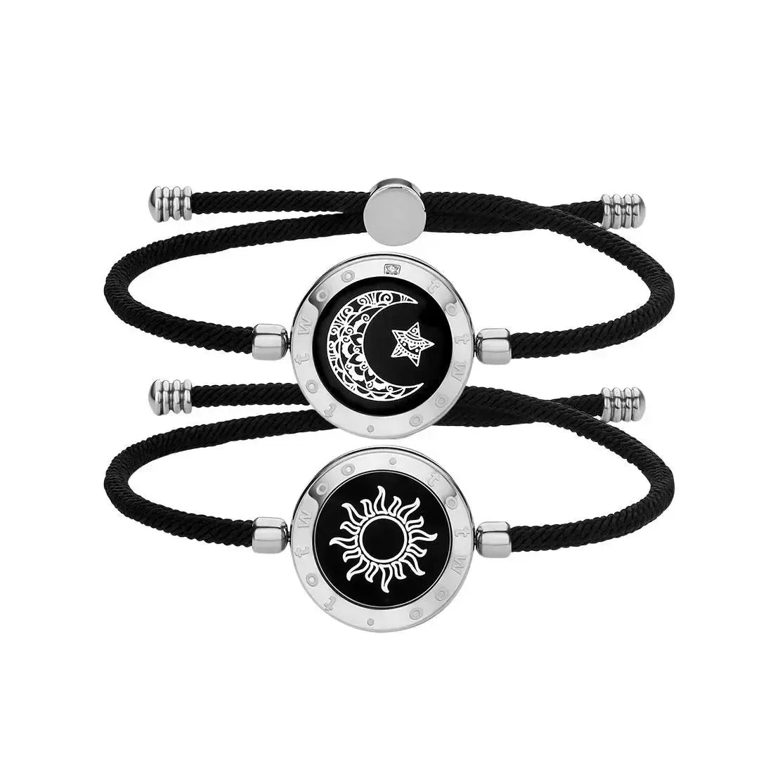 Totwoo Long Distance touch Light up&Vibrate Bracelets for Couples, Long Distance Relationship Gifts Smart Sun&Moon Love Bracelet NNOS