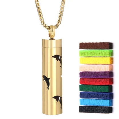 Luxurious Golden Stainless Steel Aromatherapy Necklace Diffuser - Elevate Your Scent Experience with Essential Oils and Perfumes