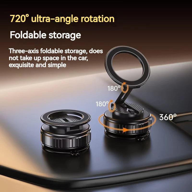 Versatile Metal Magnetic Car Phone Holder - Adjustable Suction & Foldable Stand for Home, Gym, Bath, and Shower