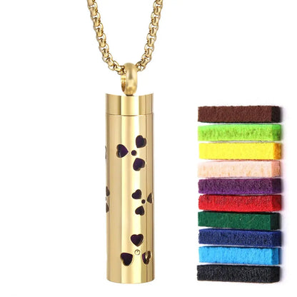 Luxurious Golden Stainless Steel Aromatherapy Necklace Diffuser - Elevate Your Scent Experience with Essential Oils and Perfumes