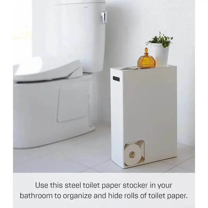 Home Toilet Paper Stocker - Bathroom Storage Organizer Dispenser Not for Jumbo Rolls Steel One Size White NNOS