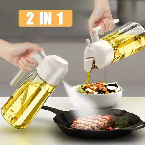 1-2PCS 2in1 Olive Oil Dispenser Bottle 500ml Plastic Oil Sprayer Cooking Oil Spray Tank BBQ Baking Picnic Kitchen Tools for Home product image