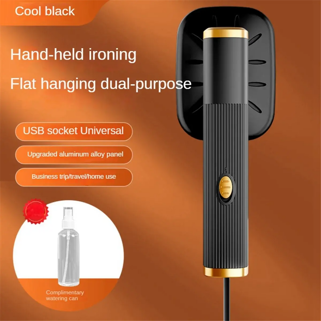 Portable Mini Steam Iron for Travel Black Fabric Clothes 180° Rotatable Handheld Garment Steamer NNOS