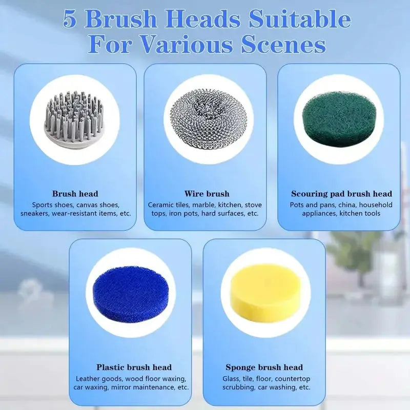 Powerful Wireless Electric Cleaning Brush IPX7 Waterproof USB Rechargeable Multi-functional Handheld Cleaner for Household NNOS