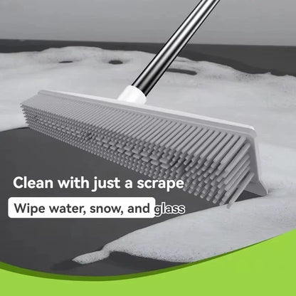 Professional Rubber Broom and Carpet Rake for Effective Pet Hair Removal on Various Surfaces - Scratch-Free Sweeping Solution