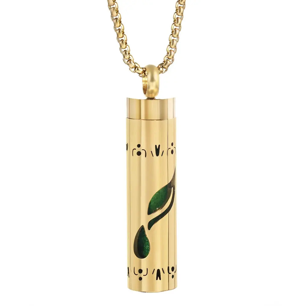 Luxurious Golden Stainless Steel Aromatherapy Necklace Diffuser - Elevate Your Scent Experience with Essential Oils and Perfumes