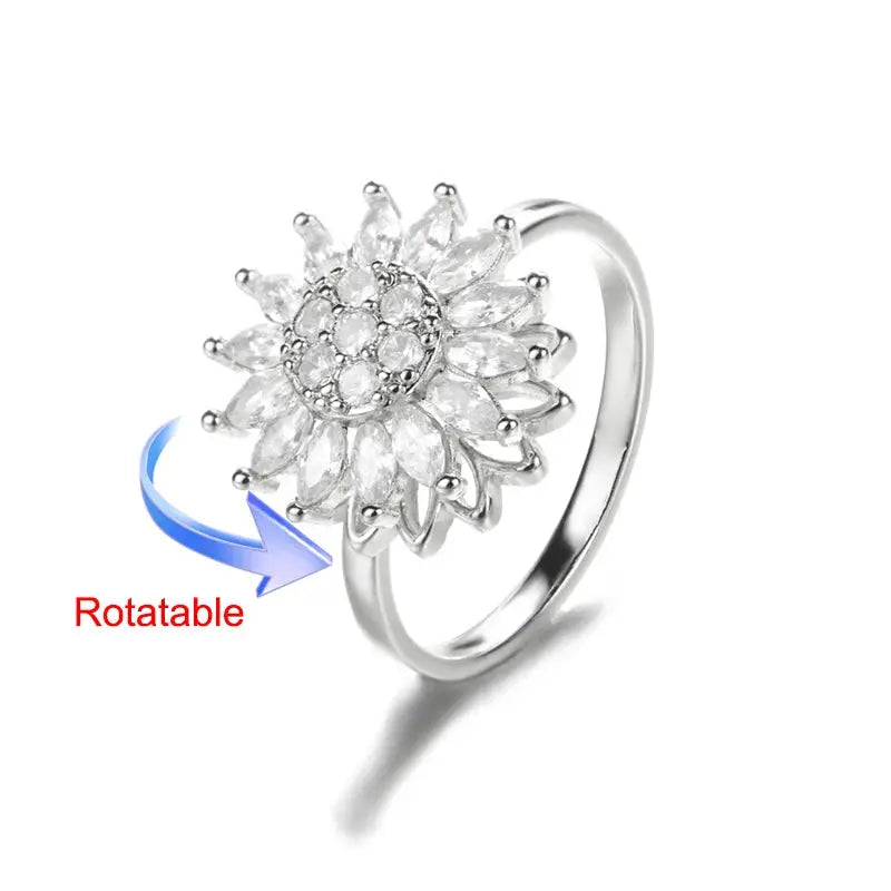 Four-Leaf Clover Rotating Anxiety Ring – Elegant Gold Stainless Steel Fidget Jewelry for Women NNOS