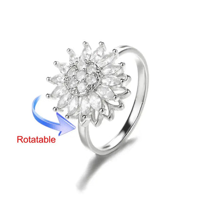 Four-Leaf Clover Rotating Anxiety Ring – Elegant Gold Stainless Steel Fidget Jewelry for Women NNOS