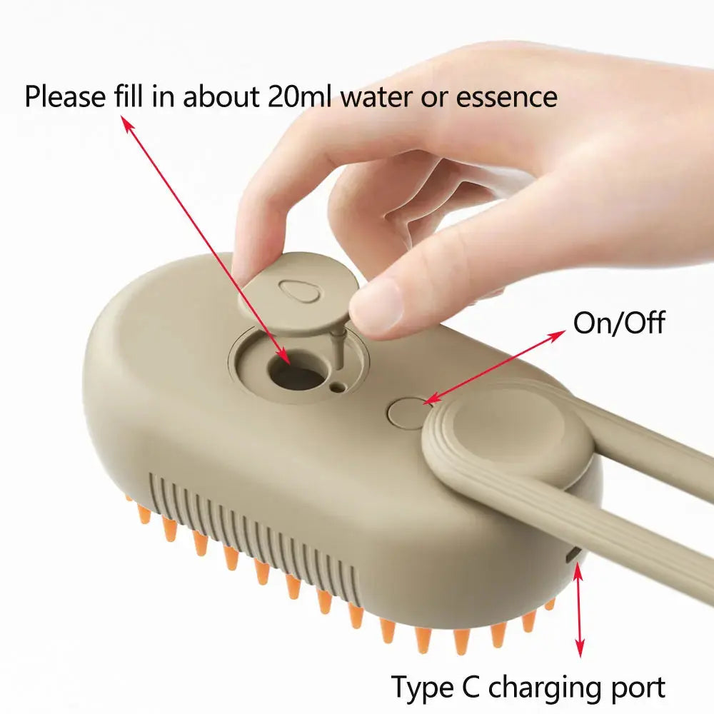 Rechargeable 3-in-1 Cat Grooming Brush Steamy Electric Self-Cleaning Spray Massage Pet Comb for Removing Loose Hair NNOS
