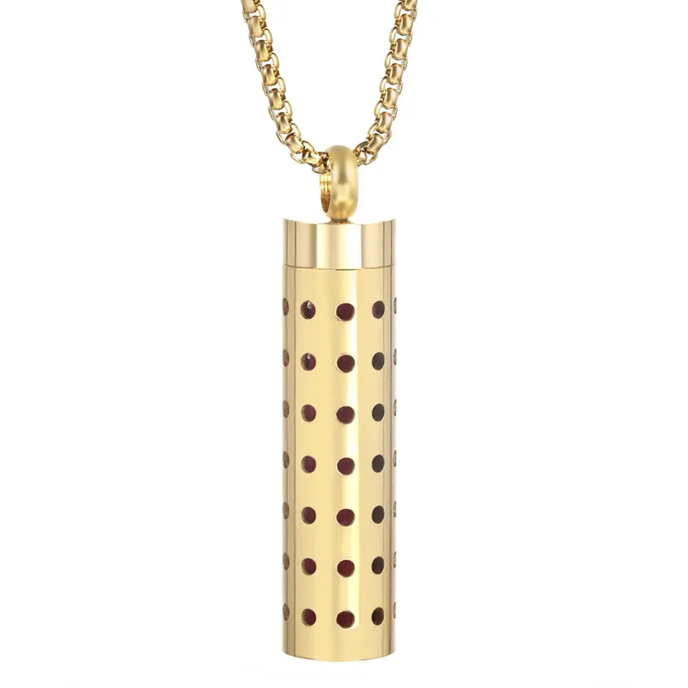 Luxurious Golden Stainless Steel Aromatherapy Necklace Diffuser - Elevate Your Scent Experience with Essential Oils and Perfumes