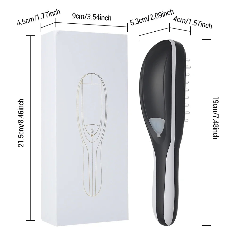 Electric Spray Massage Comb for Hair Growth Vibration Head Brush LED Anti-Hair Loss Scalp Liquid Medicine Atomizing Comb for Short, Eye-Catching Advertising