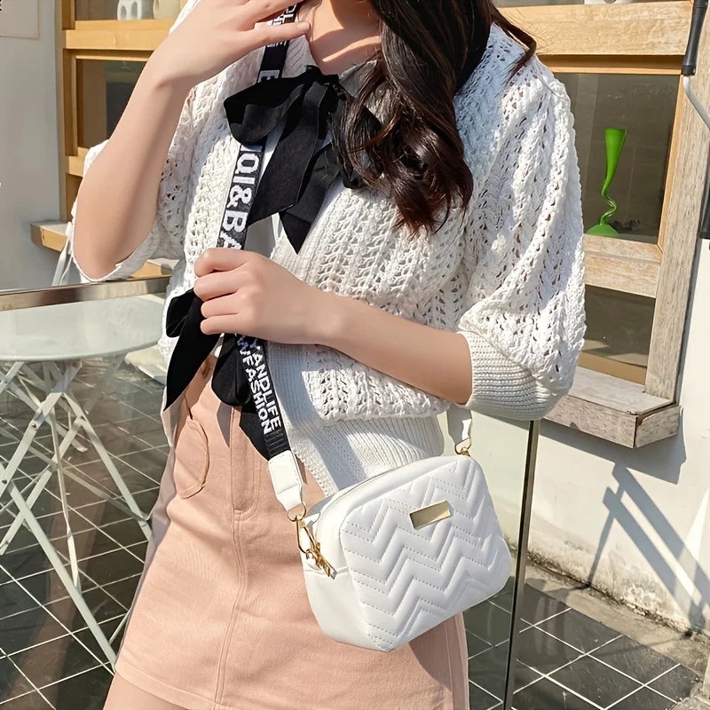 Geometric Pattern Crossbody Shoulder Bag Casual Zippered Camera Lipstick Bag Square Size Eye Catching