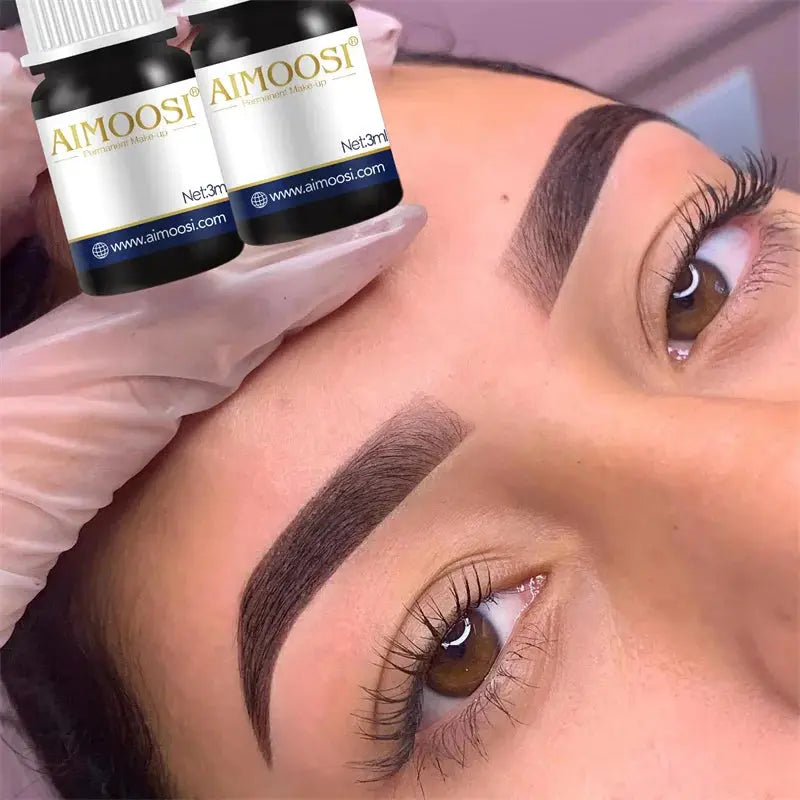 AIMOOSI Henna Eyebrow Tattoo Ink – Professional Microblading Pigment for Eyeliner & Brow Enhancement | 0.1OZ Black Permanent Makeup Ink NNOS