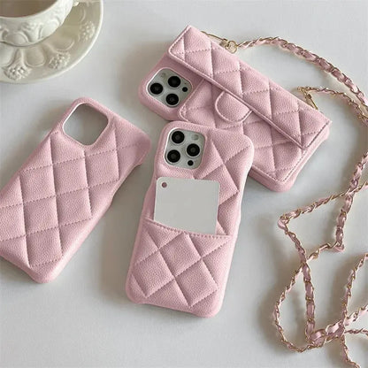 Luxury Geometric Leather Crossbody Phone Case NNOS