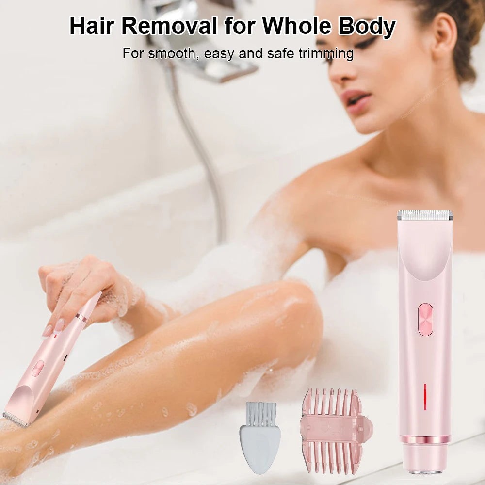 Portable Electric Razor for Women 2-in-1 Bikini Trimmer Facial Mustache Shaver Painless Epilator for Body Underarms Legs