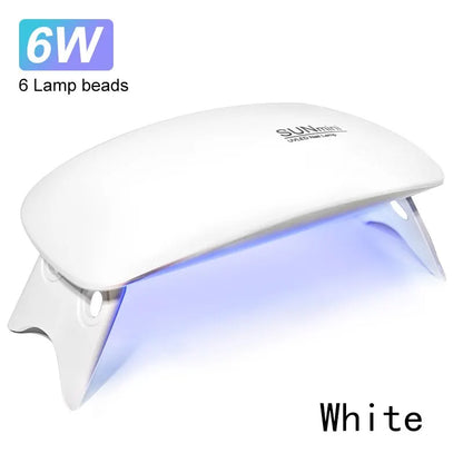 Portable 6W Mini Nail Dryer Machine with 6 LED UV Manicure Lamp for Home Use Dries Polish Varnish Quickly with USB Cable