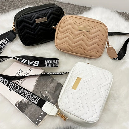 Geometric Pattern Crossbody Shoulder Bag Casual Zippered Camera Lipstick Bag Square Size Eye Catching