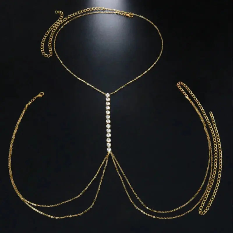 Stonefans Simple Handmade Rhinestone Cross Bra Chain Harness for Women Festival Accessories Sexy Bra Chest Chain Body Jewelry NNOS