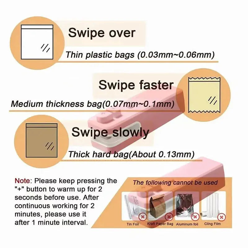 Xiaomi Food Bag Sealer Mini Portable Plastic Bags Sealing Machine Thermoplastic Bag Sealants Handheld Food Packaging Heat Sealer NNOS