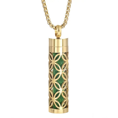Luxurious Golden Stainless Steel Aromatherapy Necklace Diffuser - Elevate Your Scent Experience with Essential Oils and Perfumes