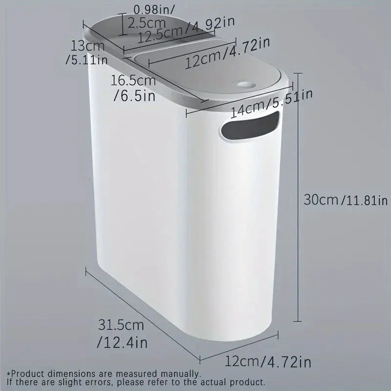 10L Silent Closed Plastic Bathroom Waste Bin - Space-Saving Design for Stylish Home Organization