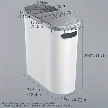 10L Silent Closed Plastic Bathroom Waste Bin - Space-Saving Design for Stylish Home Organization