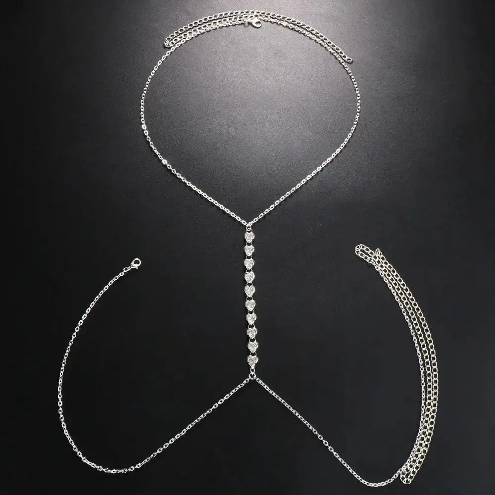 Stonefans Simple Handmade Rhinestone Cross Bra Chain Harness for Women Festival Accessories Sexy Bra Chest Chain Body Jewelry NNOS