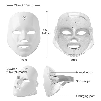7 Colors Photon Facial LED Mask Red Light Therapy Anti Aging Face Neck Beauty Mask Relaxation Treatment Anti-Wrinkle Skin Care NNOS