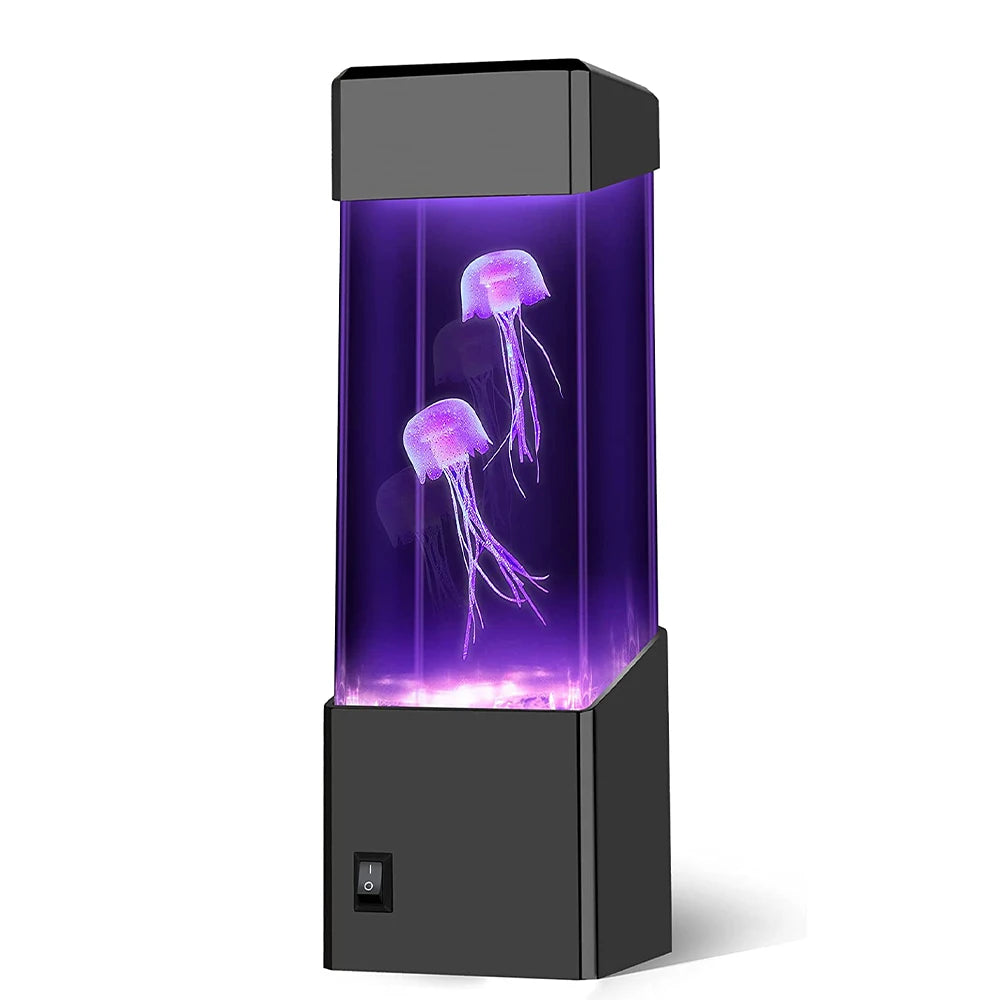 LED Jellyfish Tank Night Light Color Changing Table Lamp Aquarium Electric Mood Lava Lamp Ideal Children's Gift Home Room Decor