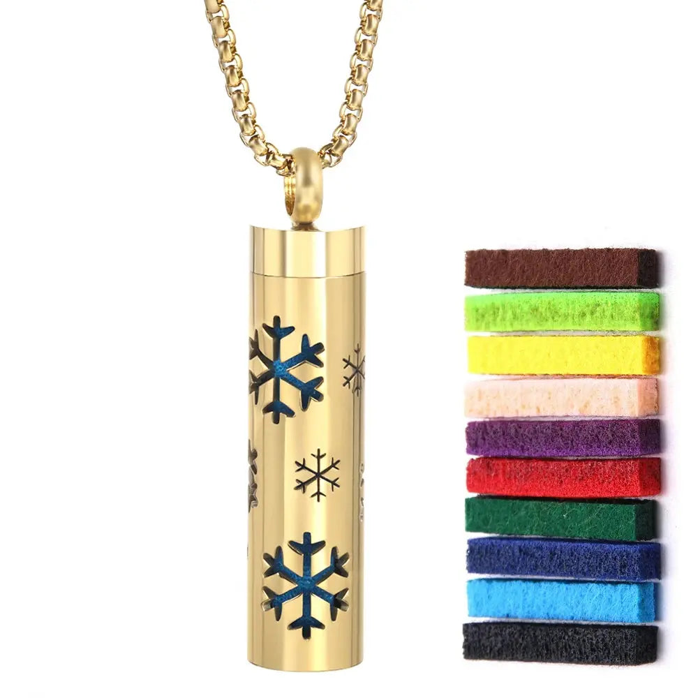 Luxurious Golden Stainless Steel Aromatherapy Necklace Diffuser - Elevate Your Scent Experience with Essential Oils and Perfumes