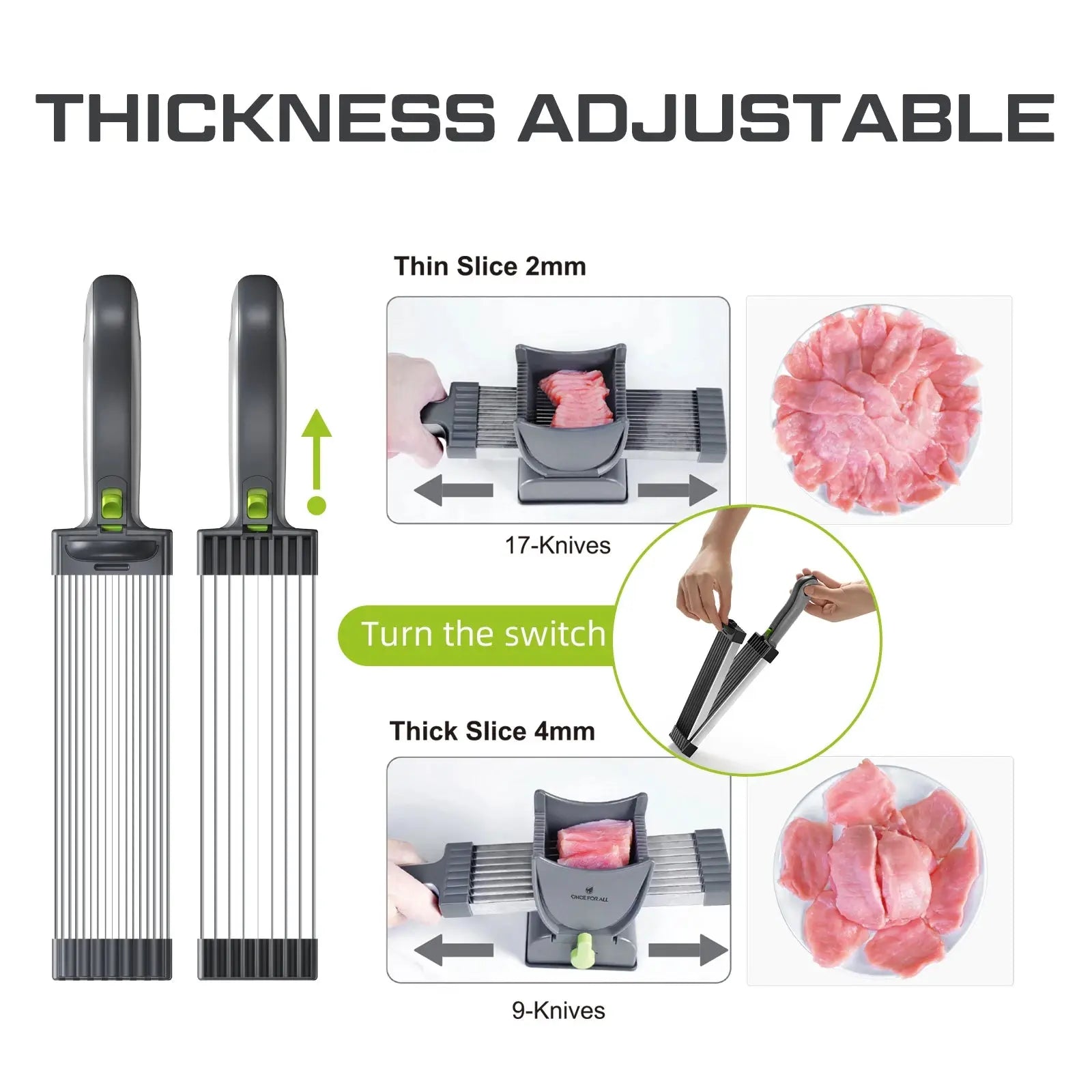 ONCE for All Meat Slicer and  Knife Set for Meat Slicing , Manual Fresh Meat Cutter, Slicer for Beef, Pork, Chicken Breast NNOS