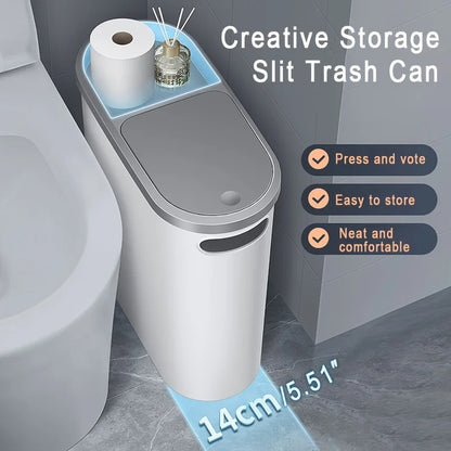 10L Silent Closed Plastic Bathroom Waste Bin - Space-Saving Design for Stylish Home Organization