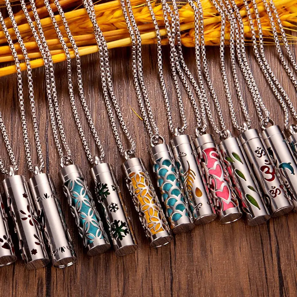 Aromatherapy Jewelry Pendant Flowers Pattern Hollow Out Perfume Lockets Essential Oil Diffuser Necklace