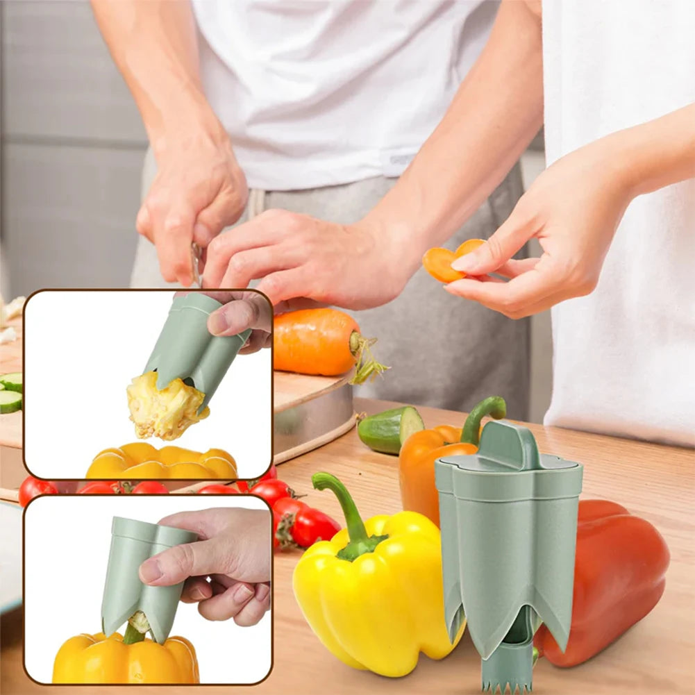 Ultimate 2-in-1 Fruit and Pepper Corer - Portable Seed Remover for Effortless Kitchen Prep