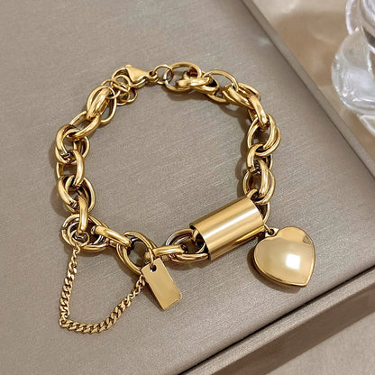 Add a Touch of Luxury with Our Exquisite DZ Fashion Design Gold Color Thick Chain Stainless Steel Bracelets