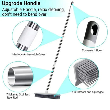 Professional Rubber Broom and Carpet Rake for Effective Pet Hair Removal on Various Surfaces - Scratch-Free Sweeping Solution