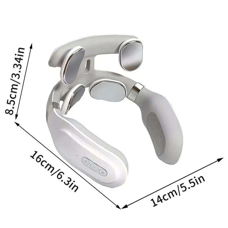 Neck Massage Machine with 4 Heads Breathing Light Vibration Hot Compress Cervical Spine Protection for Relaxation