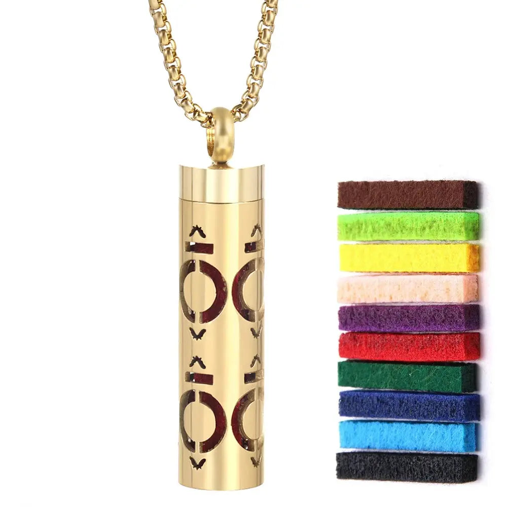 Luxurious Golden Stainless Steel Aromatherapy Necklace Diffuser - Elevate Your Scent Experience with Essential Oils and Perfumes