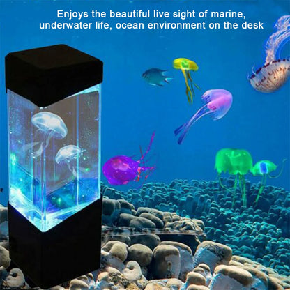 LED Jellyfish Tank Night Light Color Changing Table Lamp Aquarium Electric Mood Lava Lamp Ideal Children's Gift Home Room Decor