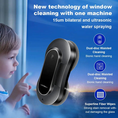 YW810 Advanced Robot Window Cleaner - 2800Pa Suction Power, Dual Water Spray, Dry/Wet Mopping, AI Navigation, Brushless Motor, Remote and App Control