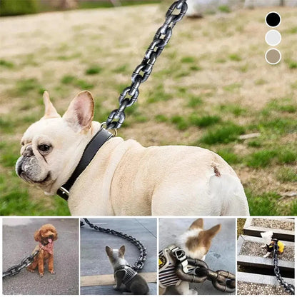 "Unbreakable Iron Chain Leash: Because Your Dog Deserves to Be a Tiny Tank!"