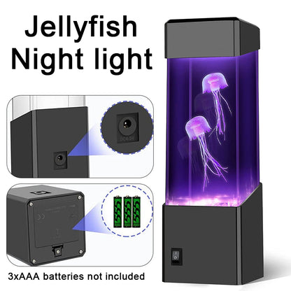 LED Jellyfish Tank Night Light Color Changing Table Lamp Aquarium Electric Mood Lava Lamp Ideal Children's Gift Home Room Decor