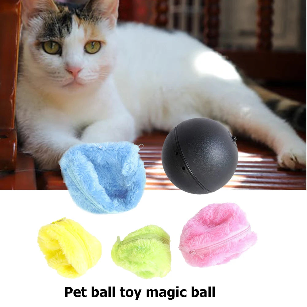 Interactive Magic Rolling Ball Toy for Dogs and Cats Plush Electric Activation Ball for Pet Fun