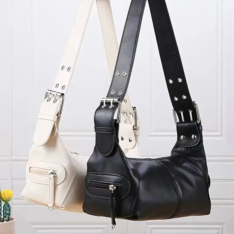Cool Drag Style Women's Underarm Bag Leather Zipper Single Shoulder Handbag Niche Design for Stylish Women product image