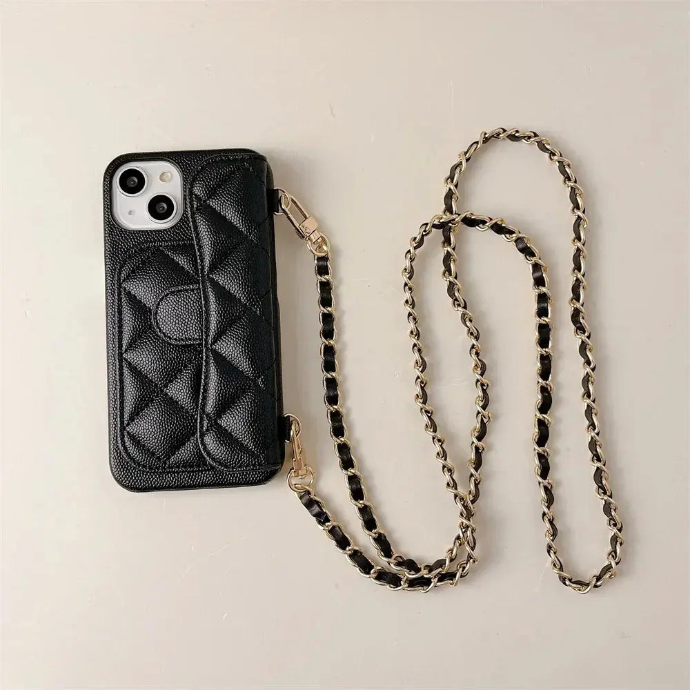 Luxury Geometric Leather Crossbody Phone Case NNOS