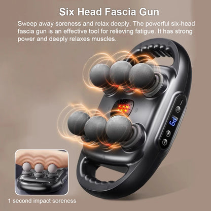 Electric Muscle Relaxation Massager Fascia Gun 6 Heads Body Massage for Deep Tissue Muscle Relief Back Leg Neck