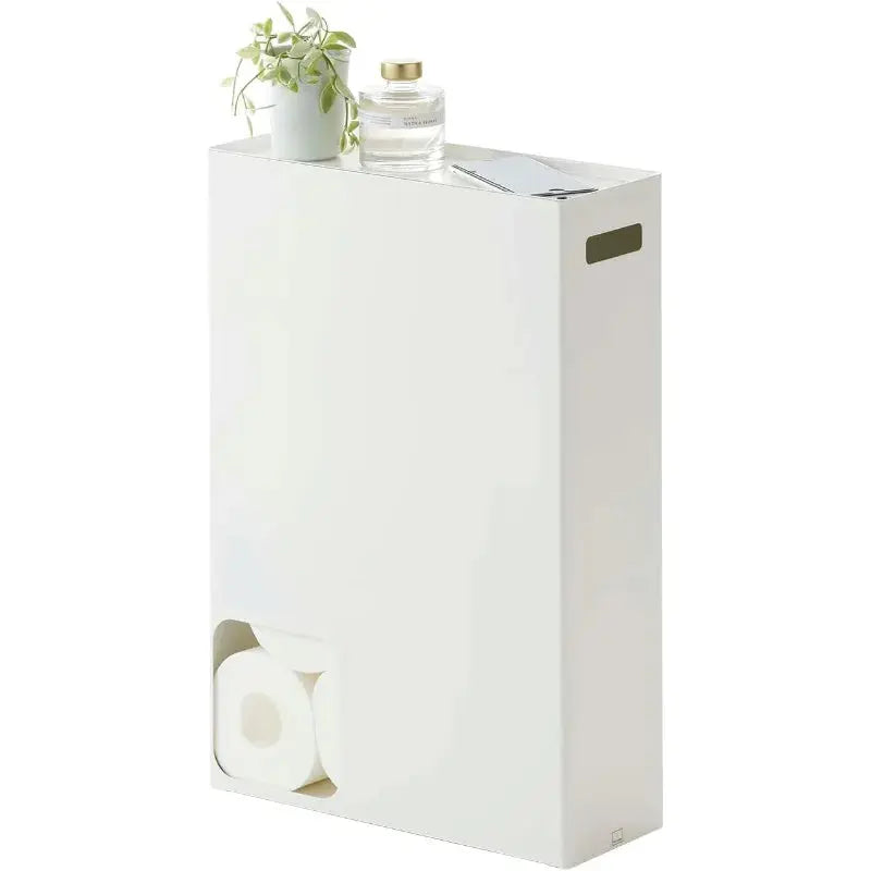 Home Toilet Paper Stocker - Bathroom Storage Organizer Dispenser Not for Jumbo Rolls Steel One Size White product image